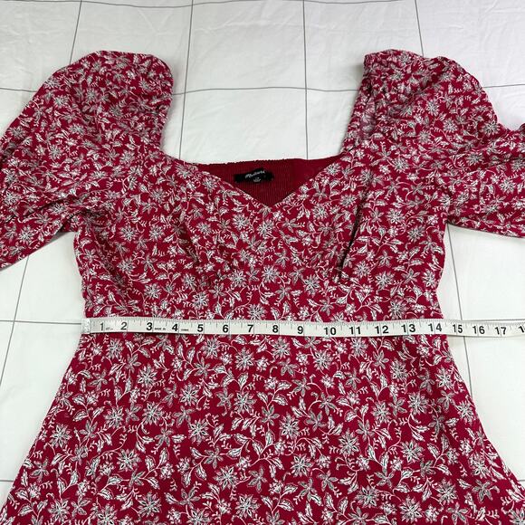 Madewell Dress Womens 10 Puff-Sleeve Mini Eloise Floral Smocked Romantic V Neck - Picture 11 of 13